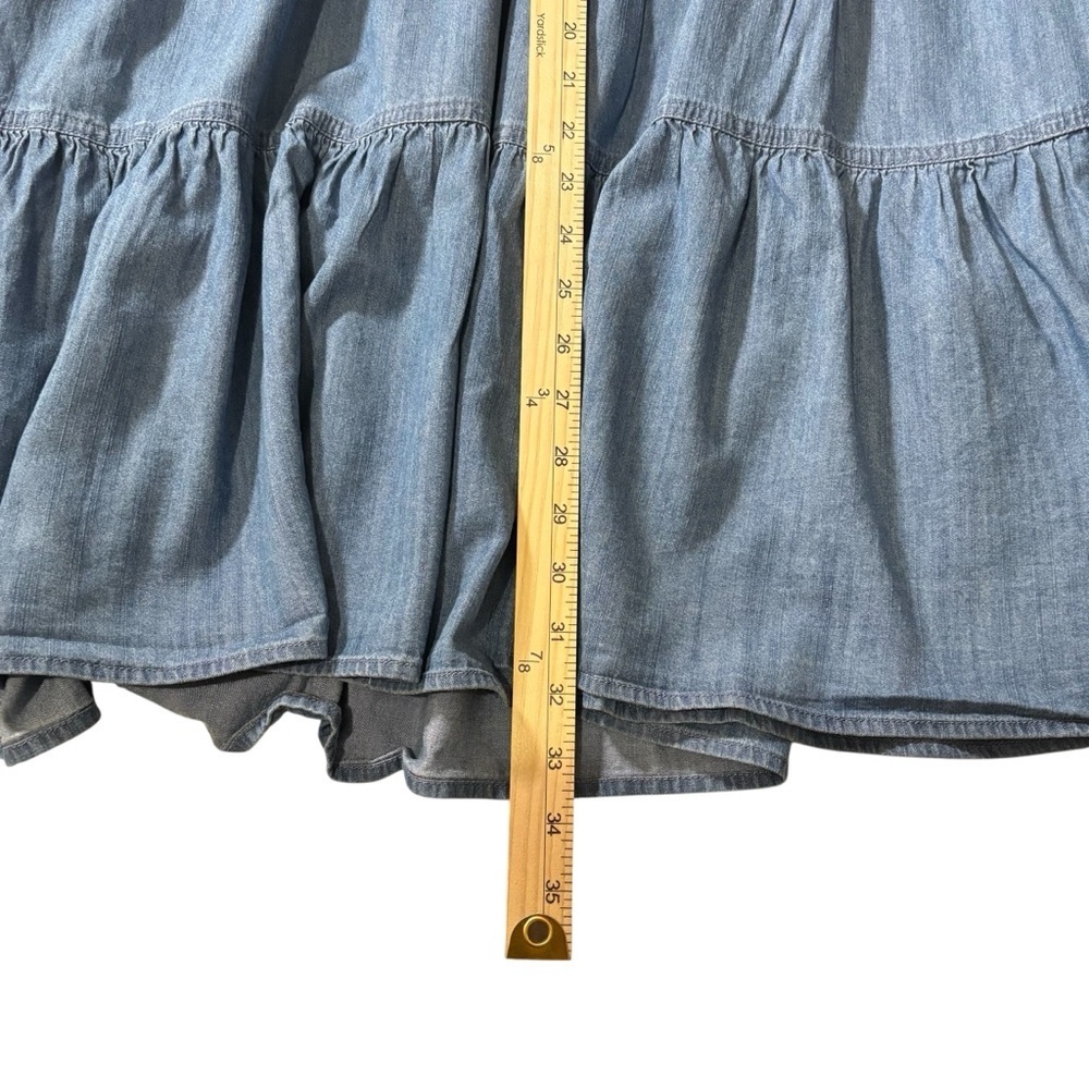 Tommy Hilfiger Tiered Chambray Shirtdress Size 6 Casual Western Boho Cottagecore - Picture 14 of 16